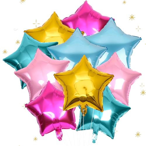 Foil Star Balloon, 20Pcs Star Shaped Foil Balloons, 18 Inches Star Balloons for Christmas Birthday Wedding Party Decoration (Multicolor)