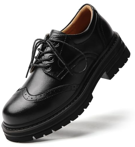 TKKAE Oxford Shoes for Women Black Oxford Shoes Platform Women's Classic Lace Up Loafers Comfortable Dress Business Casual Work Office Oxfords Shoe for Ladies Black8.0