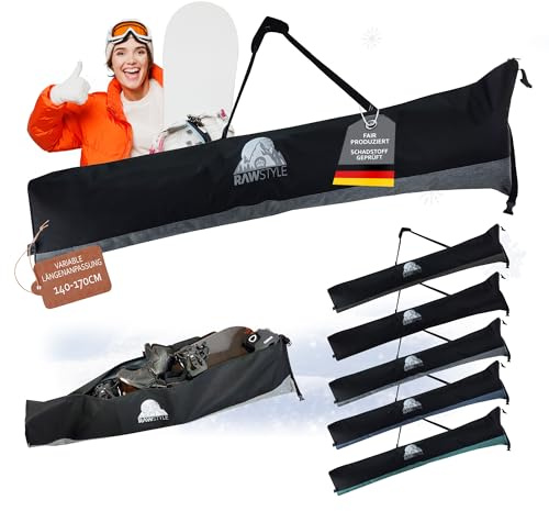 BambiniWelt by Rafael K. Snowboardväska för bräda, stövlar och hjälm – med justerbar rulltopp boardbag 140–170 cm – snowboardfodral vattentätt – axelstoppning och spännrem (melerad grå)