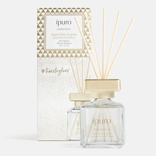 ipuro Essentials TIME TO GLOW Raumduft mit Stäbchen 50 ml - Raumerfrischer mit Tonkabohne, Kaschmirholz & orientalisch blumigen Noten Duft Aroma - Diffuser mit Stäbchen, Lufterfrischer für die Wohnung