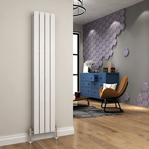 ELEGANT White Flat Panel Vertical Radiator 1600 x 300mm Double Panel Designer Central Heating Rad for Kitchen Bedroom Hallway