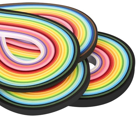 YURROAD Paper Quilling Kit 4 Taglia con Strisce Quilling 3mm/5mm/7mm/10mm x 54cm Lunghezza Set di Strisce di Carta per Quilling 36 Colori 720 Strisce, 4 Confezione
