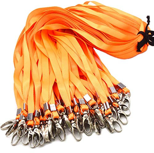Antspirit 50 Stück 45 cm orange Bulk-Verbindungsmittel für Erkennungszeichen, Nylonhalsflach-Abzugslenker-Schwenkclips, dauerhaft gewebte Schlüsselbänder mit Clip für Schlüsselketten