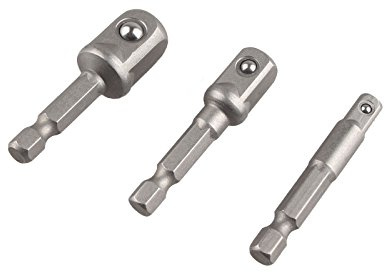 HALJIA 3Pcs Drill Socket Extension Adapter Connecting Rod of Hex Shank Converter to 1/4'' 3/8'' 1/2''Inch Impact Driver Power Drill Bits