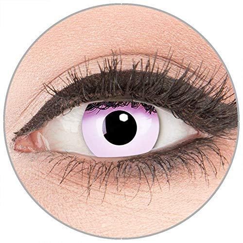 Farbige Kontaktlinsen zu Fasching Karneval Halloween in Topqualität von 'Glamlens' ohne Stärke 1 Paar Crazy Fun rosa 'Pink' mit Kombilösung (60ml) + Behälter
