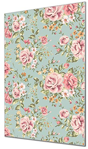 banjado Magnettafel aus Glas 50x75, Blumenmotiv, beschreibbar | Florale Glas-Pinnwand für Notizen und Fotos, mit Motiv Altrosa Blume aus der Pflanzenwelt
