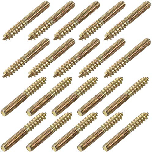 sourcing map 50 Stück M4 Aufhänger Schrauben Länge 1-1/8(30mm) Doppelkopfschrauben Selbstschneidende Ersatz 4mm Holzgelenk Möbelbeine