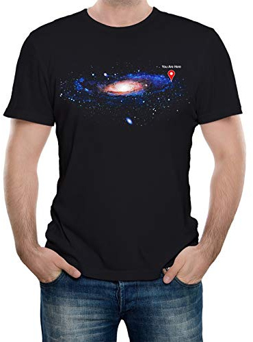 Reality Glitch Men's You are Here Funny, Science Space T-Shirt (XXXX-Large, Black)