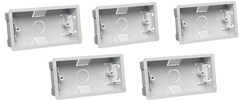 5 X Dry Lining Pattress Back Box Double 2 Gang White Wall Flush Mount Pattress Socket Box