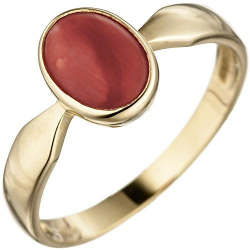 Jobo Damen-Ring aus 8 Karat 333 Gold mit Koralle Oval