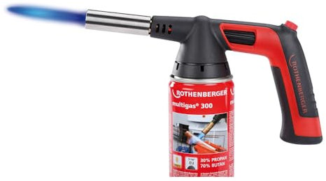 ROTHENBERGER ROFIRE 4 PIEZO Set m.Multigas300,7/16EU | 1000002360 | Lötbrenner mit Überkopf-Vorwärmfunktion | Weichlöten von Kupferrohren und Hartlöten