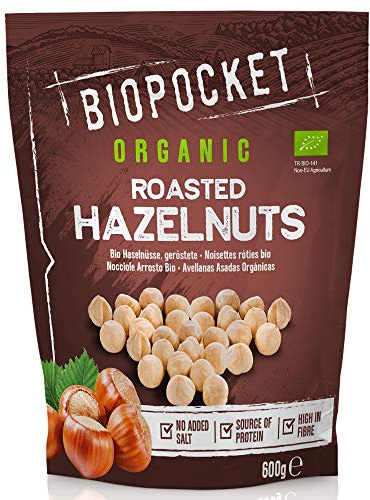 Biopocket Organic Roasted Hazelnuts 600g