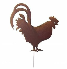 L'Héritier Du Temps Poule ou Coq sur Pic Silhouette de Jardin Plaque en Métal Marron 0,5x30x42,5cm