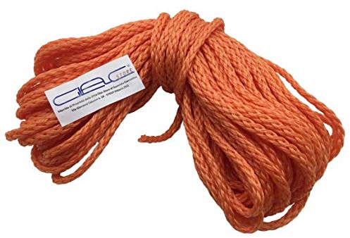 Glac Store® Cima Corde flottante tresse pour bouée annulaire de 30 m de diamètre 8 mm approuvée pour bateaux en Levilene Orange