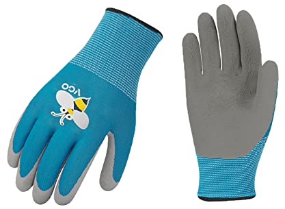 Vgo... Guanti da Lavoro per Bambini, Guanti Protettivi da Giardinaggio Gioco a Esterno Guanti Morbidi Traspiranti (1 paio, XXXS, RB6013-blu)