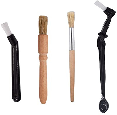 Kaffee Pinsel, 4 Stück Barista Bürste Espressomaschinen Reinigungspinsel Siebträger Pinsel und Holz Griff Kaffee für die Kaffeemühle, Kaffee Werkzeug Kaffeemühle Reinigungsbürste (A01)