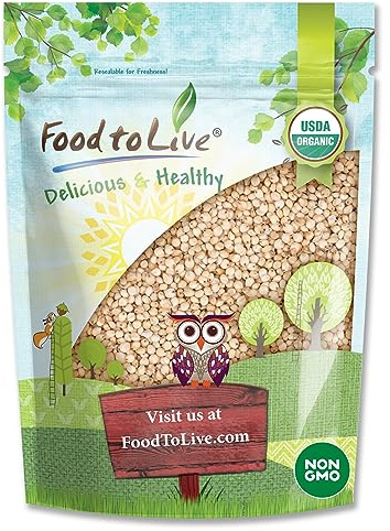 Food to Live Organic Italian White Whole Grain Sorghum, 1.5 Pounds — Non-GMO White Groats. Raw Milo Seeds. Vegan, Bulk Broom-corn. Durra is Great for Making Flour and Popped Jowar Dhani