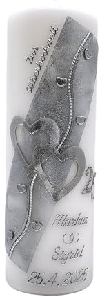 Kerze Silberhochzeit SH-26 inkl. Namen und Datum