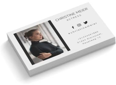 Visitenkarten personalisiert | mit Foto | Design Actress | 1-seitig | Querformat | Menge + Papier zur Auswahl | selbst gestalten | hochwertiger Druck (500 Stück)