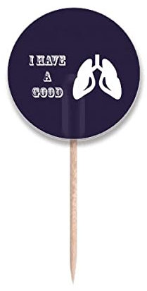 Banderas redondas para palillo de dientes de la suerte, diseño de pulmones