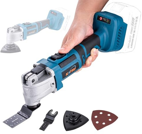 KATSU FIT-BAT 21V Brushless Cordless Oscillating Multitool, 6 Variable Speed, Quick Change System, for Sanding Grinding Scraping, with Accessories, No Battery or Charger