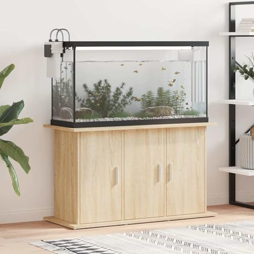 Homgoday Aquariumständer Sonoma-Eiche Holzwerkstoff 101x41x58cm für Zierfische und Wasserpflanzen - Stauraum für Zubehör Model833634