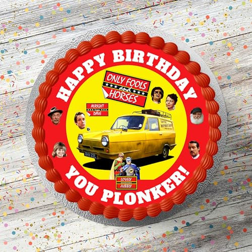 Only Fools And Horses Themed Pre Cut Edible Icing Cake Topper 7.5 Inch Round Cake Decoration