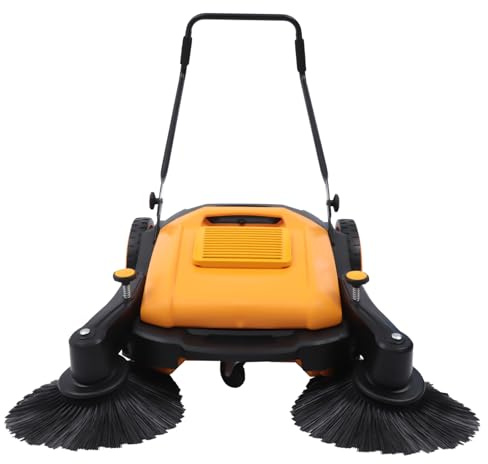 CUBELLIN Walk-Behind Sweeper 41.34 Sweeping Width Manual Hand Push Sweeper Hand Push Sweeper Floor Sweeper Angle & Height Adjustable Outdoor Sweeper