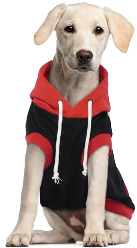 Hjumarayan Hoody Hund - Hunde Hoodie Große Hunde Ärmellose Hoodie Hund Farbblock Hundesweatshirt Baumwoll Hundepullover Hoodie Hunde Kapuzenpullover für Frühling, Herbst und Winter (Rot XXL)