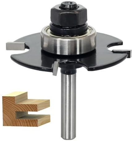 SICWOOD Slot Cutter Router Bit 1/4 Shank - 4-Wings, 9/16 Depth, 1/8 Height, Carbide Tip, Wood Slotting Cutter Bit, for Groove Edges, T-moldings, Biscuit