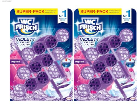 WC FRISCH Violett Kraft Aktiv Magnolie (3x50 g), WC Reiniger mit innovativer Geruchs-Stopp-Formel, Duftsteine für extra Frische und eine sichtbare Reinigung, 2x(3x50g)