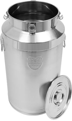 WooDerson Caraffa per latte in acciaio inox 304, secchio con coperchio a prova di perdite e manico per il trasporto o la conservazione, bricco per il latte per mensa, ristorante per la colazione, casa