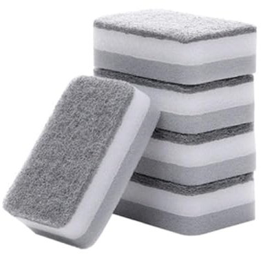 10 esponjas de limpieza de doble cara, color gris, suministros de limpieza para el hogar, estropajo, paño de restaurante, borrador de limpieza para lavar platos, estropajos, paños de fregar frutas