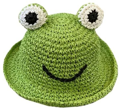 GALPADA Kinder Sonnenhut Strohhut Cartoon Frosch Motiv Atmungsaktiv Langlebig für Mädchen Sommer Outdoor Strand Ca 48–50cm 1 Stück Grün