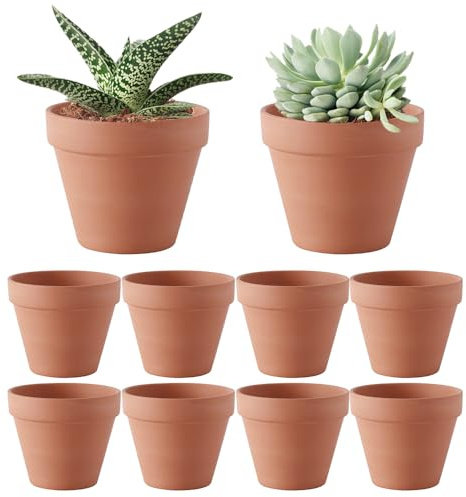 Afenau Vaso Terracotta, 10 Pezzi 8cm Vasetti Terracotta Piccoli, Vasi in Terracotta con Foro di Drenaggio, Riutilizzabile Vasi Terracotta per piante da Interno ed Esterno