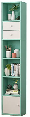 Bücherregal aus Holz für Kinder, mit Türen, Bücherregal, 6 Ebenen, platzsparendes Design in Weiß, Rosa, Buche, Grün, perfekt für Kinderbücher