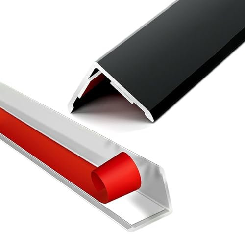 Raouoae Arbeitsplatten-Abschlussprofil Und Fliesen-Eckschutz Aluminium-Winkelprofil 3 STK Länge: 80/100/120/140/150 cm Metallkantenstreifen Für Wände Und Türrahmen(Black,L:55.1 W:1.4in)