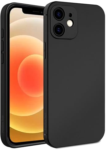 Pristine-Tech Silicone Case for iPhone 12 Mini 5.4-Inch, Silky-Soft Touch Protective Phone Case, Shockproof Cover with Microfiber Lining (Black)