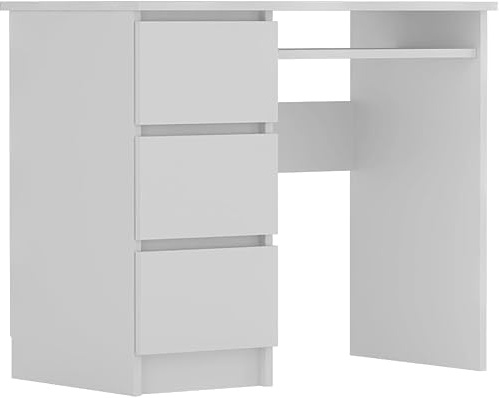 Shefa Line Cina Desk with Drawers - 3 Practical Drawers for Optimal Organisation - Office Table Computer Desk 90 x 50 cm Small Work Table Children's Desk with Storage Space - Modern White