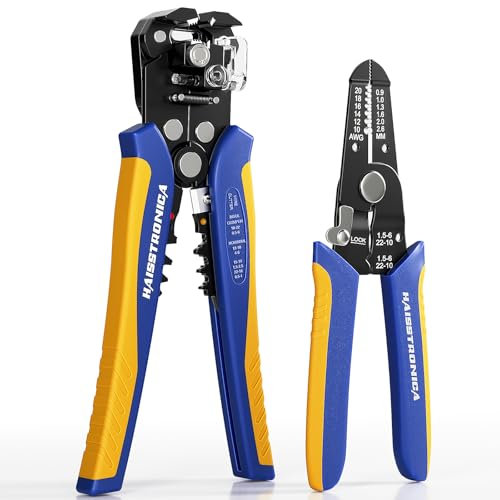 haisstronica Wire Stripper Tool Set, 10-24 AWG Self-Adjusting & Manual, Heavy Duty Electrical Wire Strippers for Electronics Repair, Electrician Wiring, DIY Projects
