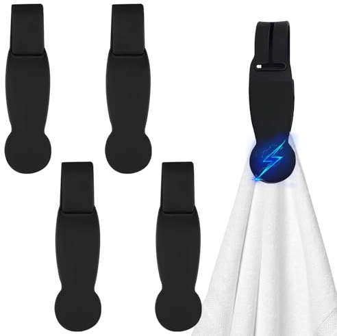 4 Stück Magnetische Handtuchclips, Robust und Einfach zu Bedienen, Silikon Handtuchklammern, Vielseitige Anwendung, Handtuch Klammern, für Befestigen und Aufhängen von Handtüchern (Schwarz)