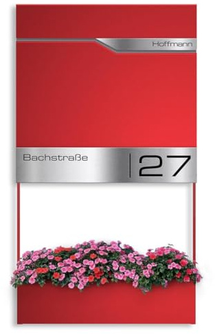 Metzler Siebert Frame Boîte aux lettres personnalisable avec bac à fleurs, compartiment à journaux et numéro de maison - Boîte aux lettres murale personnalisée gravée au laser - Boîte aux lettres avec