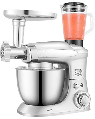 Batidora eléctrica 3 en 1 de 1000 W, Recipiente de 4,0 L, batidora, picadora de Carne, licuadora, electrodoméstico de Cocina de 6 velocidades, diseño Multifuncional para cocinar y Hornear.