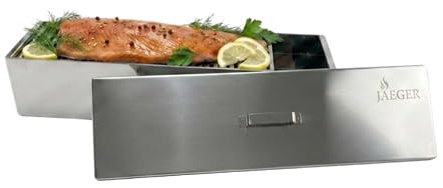 Jaeger Räuchereiprodukte Lachsbox Classic Kalträucherofen Edelstahl | für Lachs, Fisch, Garnelen, Käse & mehr, mit Zubehör & Räuchermehl, Made in Germany, mobil & kompakt