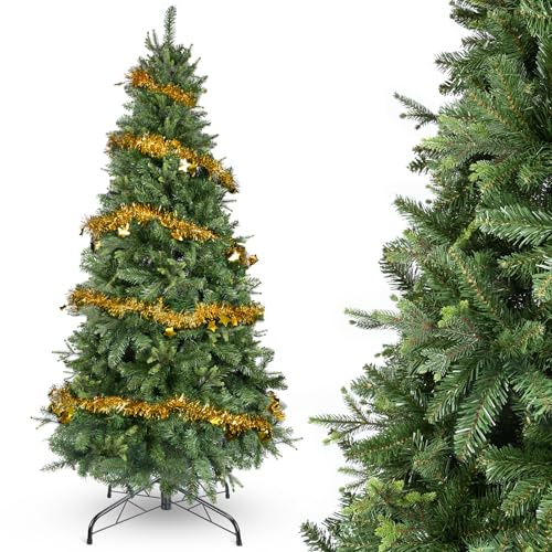 YEAUPE PRO Árbol de Navidad Artificial de 180 cm con 800 Puntas, PVC + PE | Base de Metal Estable con Cinta de Adorno de 9m Incluida | para Interior y Exterior