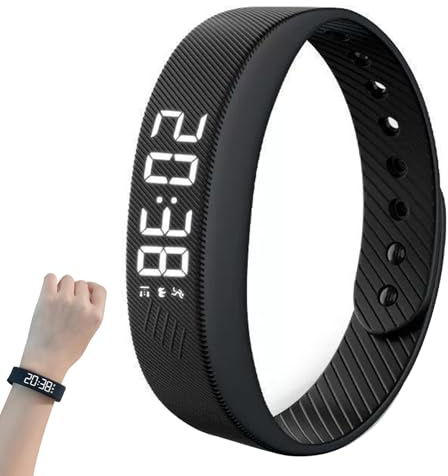CHENRI Fitsleeps Allarme Clock Watch, Fitsleeps, sveglia con vibrazione, sveglia silenziosa, sveglia portatile con cinturino regolabile per uomini e donne (nero)