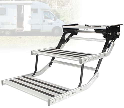 BANGBANGJI Marches d'accès électriques pour Camping-Car, antidérapantes, capacité de Charge de 200 kg, pour Camping-Car, Caravane, Fourgon aménagé, remorque ou Caravane Double
