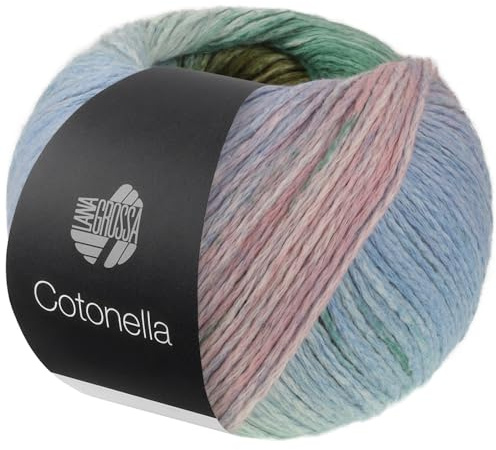LANA GROSSA Cotonella | Weiches, bedrucktes Kettengarn aus unmercerisierter Pima Baumwolle | Handstrickgarn aus 100% Baumwolle (Pima) | 100g Wolle zum Stricken & Häkeln | 280m Garn FB 16