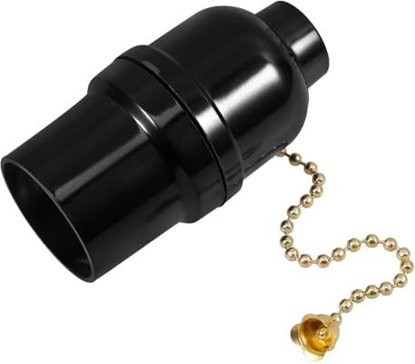 SEWOART Portalámparas de Plástico Negro E27/e26 con Cadena de Tracción, Instalación Fácil y Brillo Ajustable para Lámparas de Techo y Colgantes