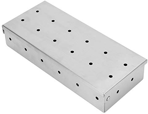 Fdit Caja para Ahumar de Acero Inoxidable, Caja para Ahumar con Astillas de Madera para Barbacoa de Gran Capacidad para Parrilla de Barbacoa, con Material de Alta Dureza para